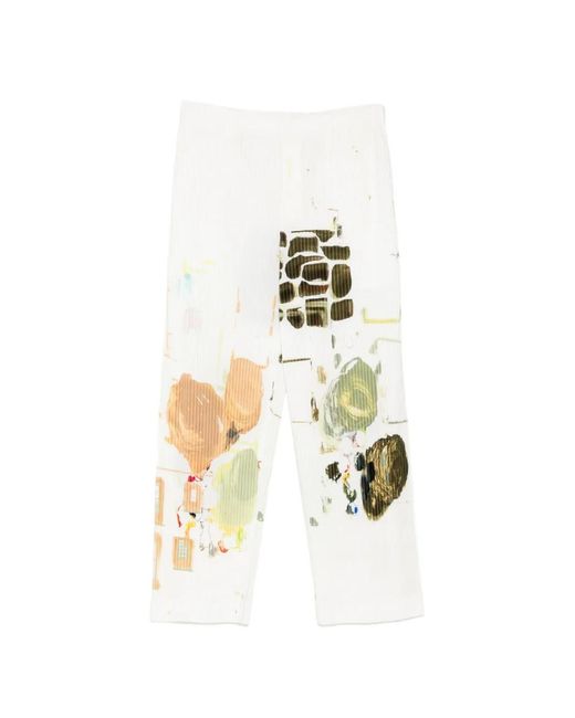 Homme Plissé Issey Miyake White Palette Trousers for men