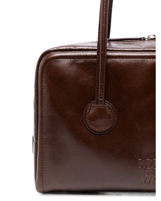 MARGE SHERWOOD Brown Logo-Embossed Leather Shoulder Bag