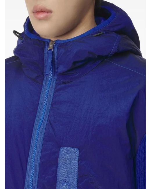 Stone Island Blue Logo-Patch Hooded Jacket for men