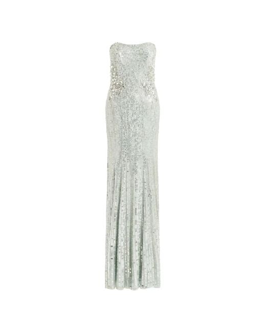 Jenny Packham Women's White Topaz Sequin-Embellished Maxi Dress -  www.rendeth15.com