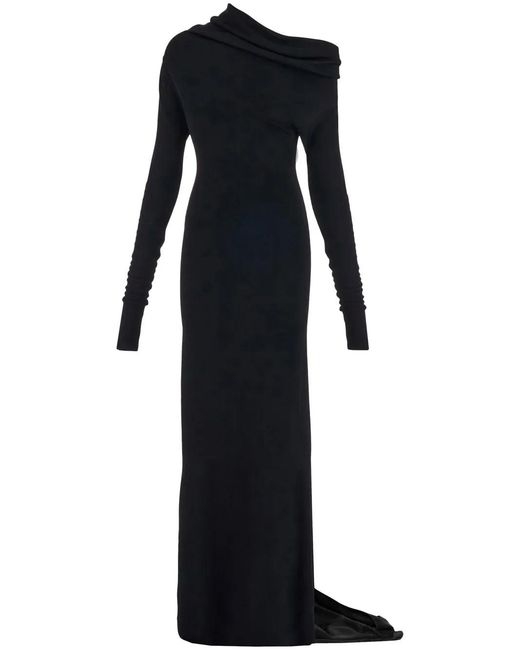 Ferragamo Blue Draped One-Shoulder Gown