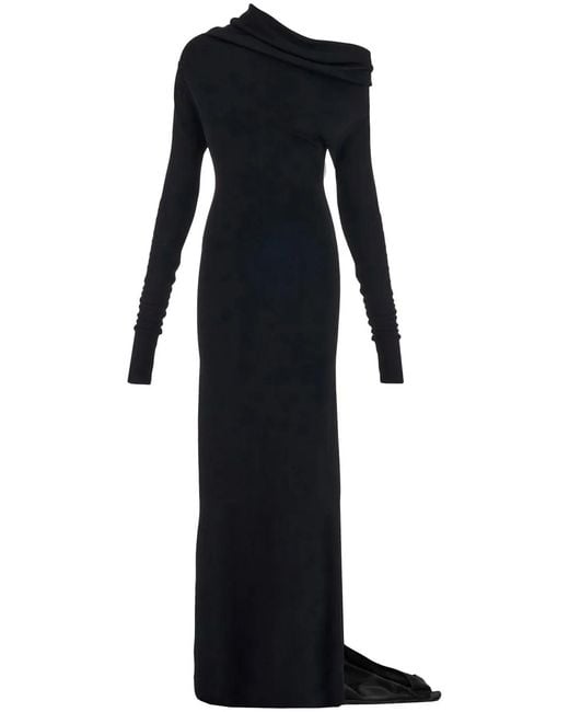 Ferragamo Blue Draped One-Shoulder Gown