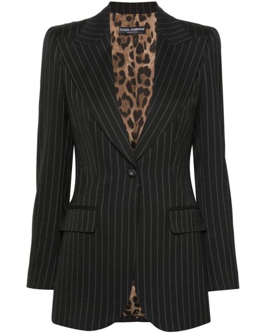 Blazer boutonné à fines rayures Dolce & Gabbana en coloris Black