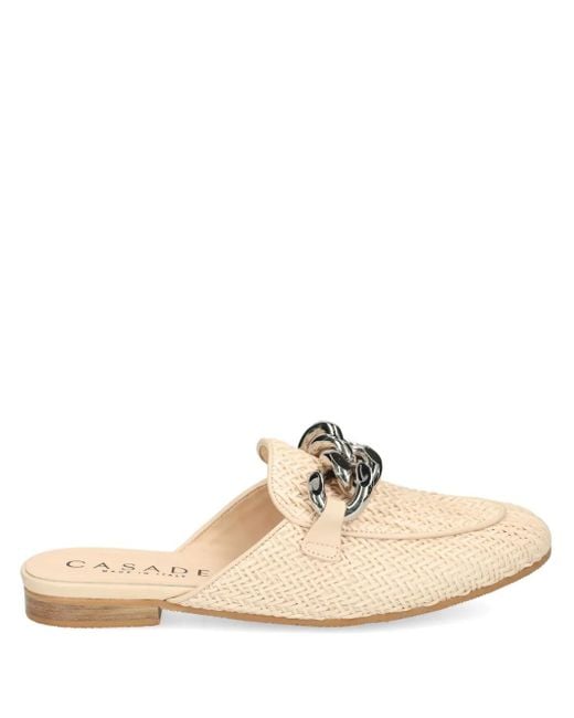 Casadei White Chain-Detail Slippers