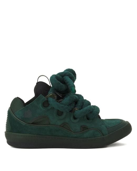 Lanvin Green Wildleder-Sneakers mit Kordelspitze