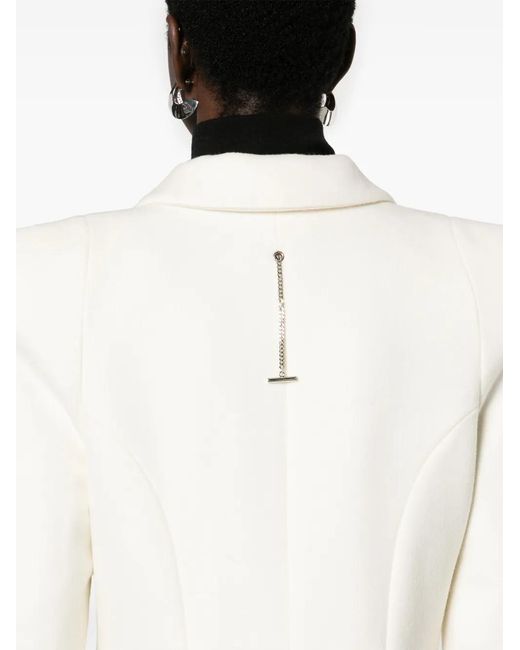 McQueen White Moulded-Shoulder Double-Breasted Coat