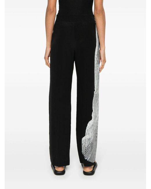 Victoria Beckham Black Graphic-print Silk Pajama Trousers