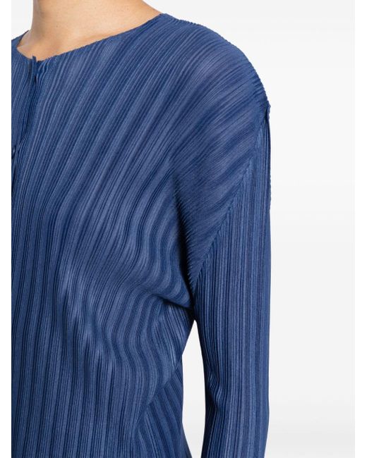 Pleated long-sleeve shirt Pleats Please Issey Miyake de color Blue