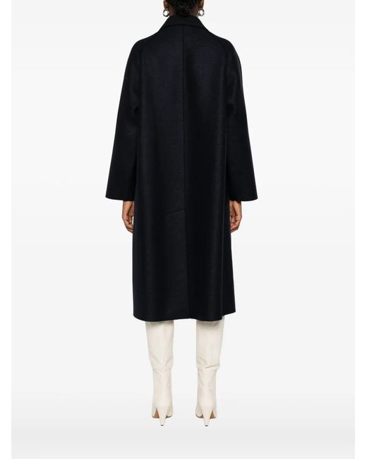 Harris Wharf London Black Button-Front Raglan-Sleeve Coat