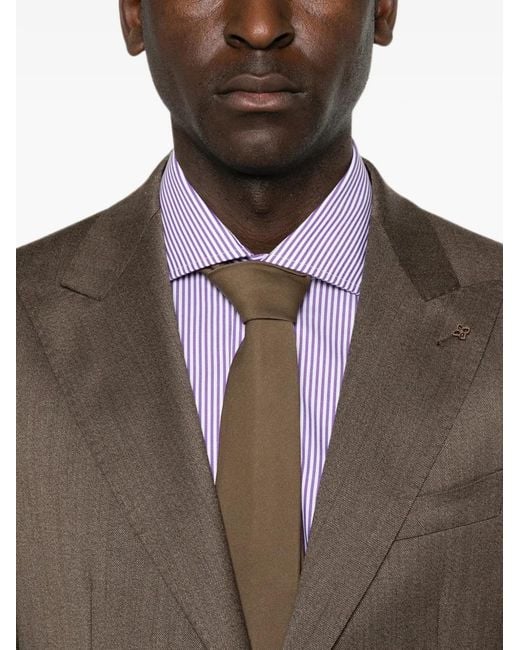 Tagliatore Brown Peak-Lapels Wool Suit for men