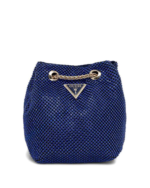 Guess Blue Logo-Plaque Bucket Bag