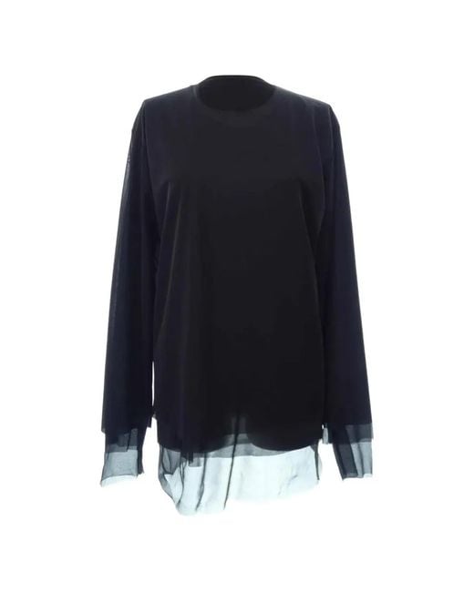 Comme des Garçons Blue Layered Sheer-Panel Long-Sleeved T-Shirt
