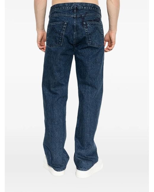 KENZO Blue Logo-Embroidered Jeans for men