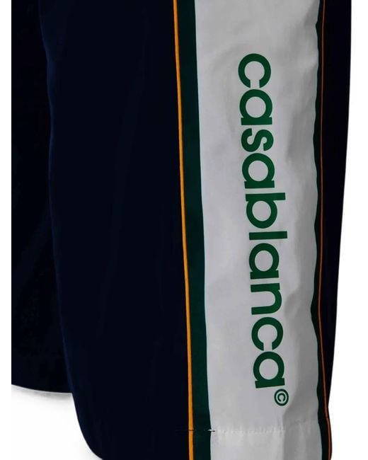 Casablanca Blue Side-Stripe Logo-Patch Track Pants for men