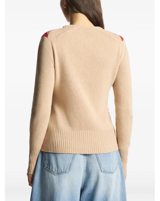 Fay Pink Argyle-Pattern Cable-Knit Sweater