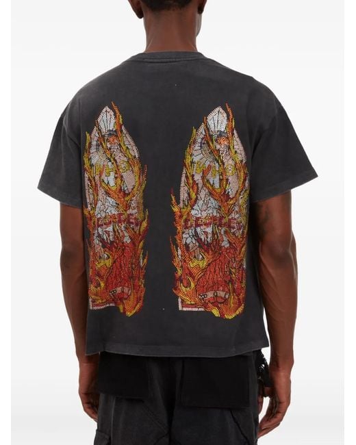 Who Decides War Black Embellished-Graphic T-Shirt