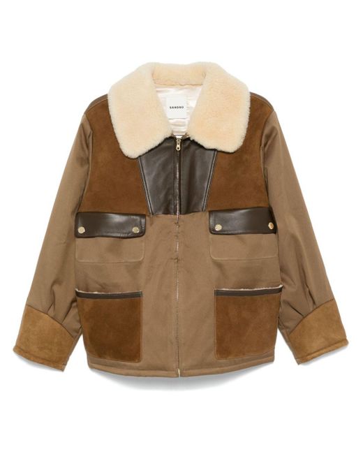 Sandro シアリングカラー ジャケット Brown