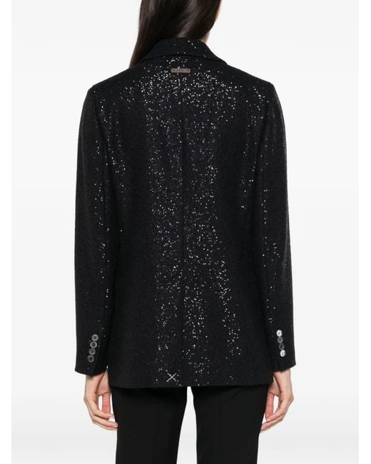 Peserico Black Sequin-Embellished Shawl-Lapel Blazer