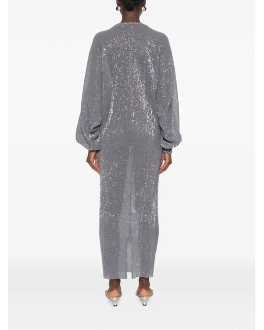 L'idée Gray Experimental Sequin-Embellished Maxi Dress