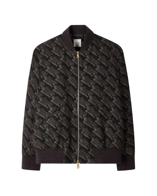Paul Smith Black Rabbit-Patterned Zip Bomber Jacket for men