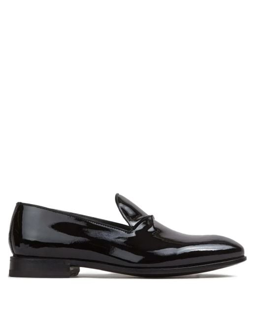Bontoni Black Barone Tux Leather Loafers for men