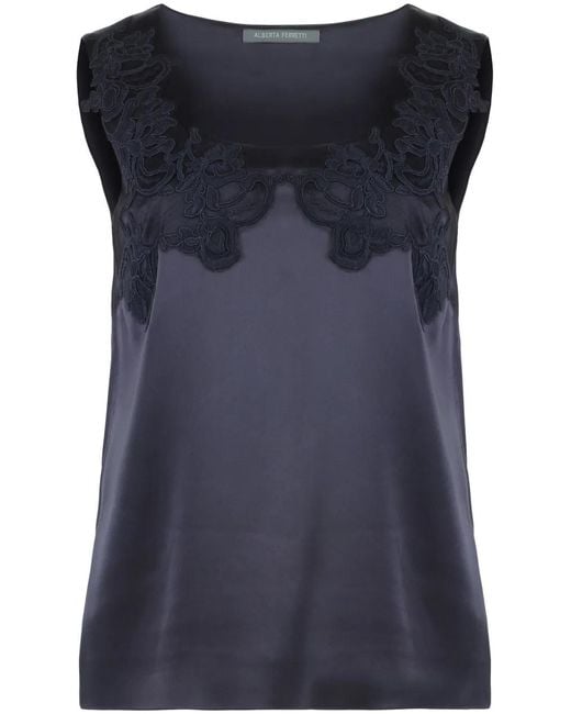 Alberta Ferretti Blue Satin Blouse