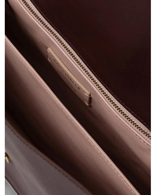 Coccinelle Purple Logo-Embossed Leather Tote Bag