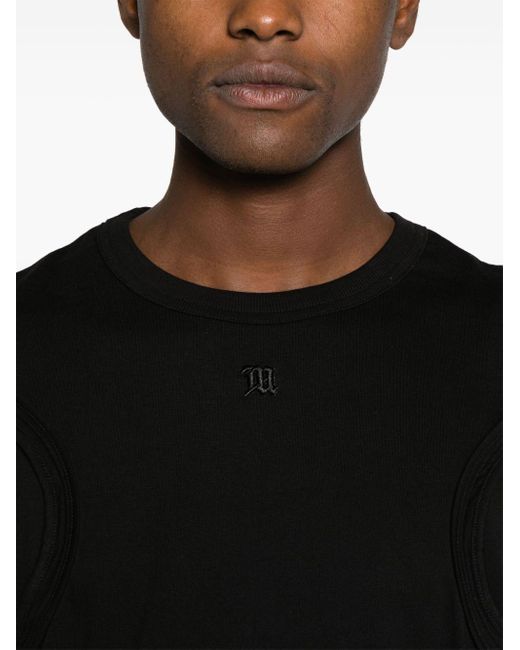 Camiseta con logo bordado M I S B H V de hombre de color Black