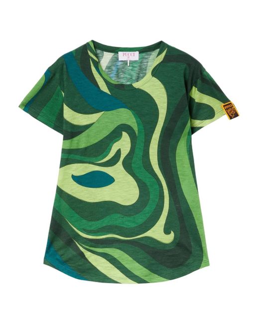 Emilio Pucci T-Shirt Met Abstracte Print in het Green