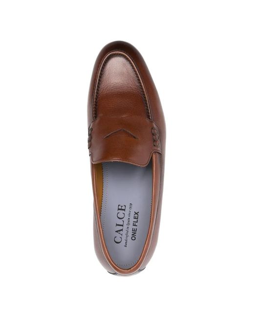 Calce Brown Penny Strap Loafers for men