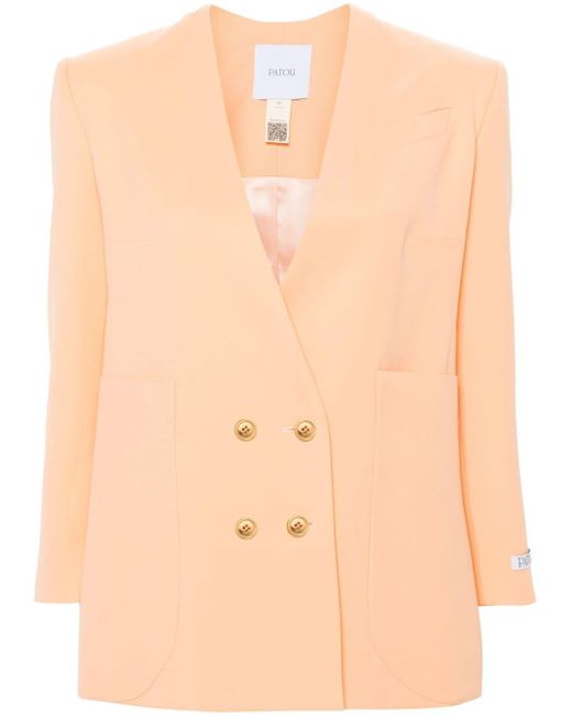 Patou Natural Collarless Double-breasted Blazer