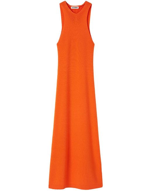 Vestido de canalé con aberturas Jil Sander de color Orange