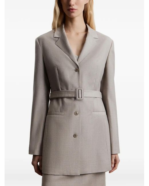 12 STOREEZ Gray Belted Wool Blazer