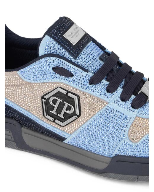 Philipp Plein Blue Low-Top Sneakers P-Force 78 Strass