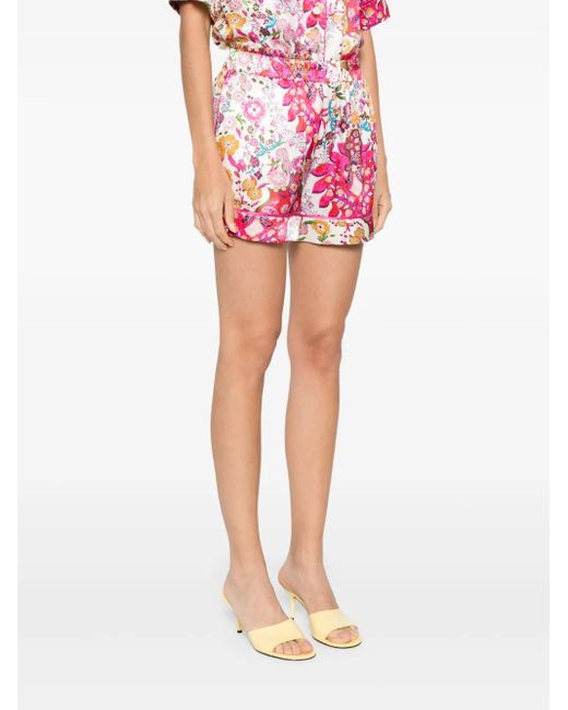 Nissa Pink Printed Satin Shorts