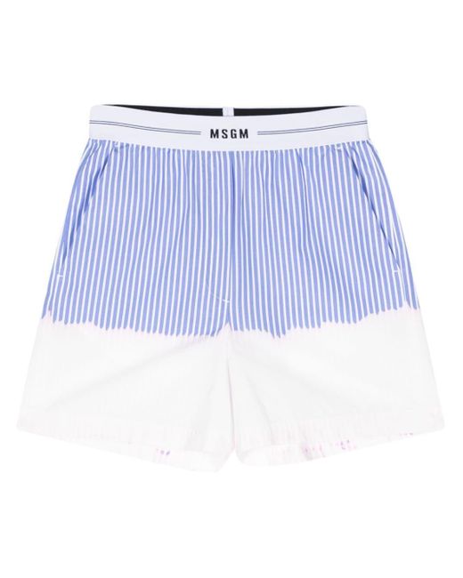 MSGM Blue Ombré Striped Cotton Shorts