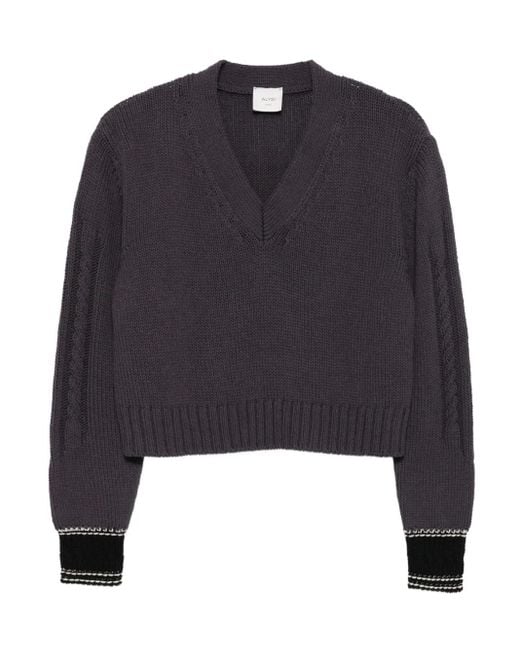 Maglione A Trecce Con Scollo A V di Alysi in Blue