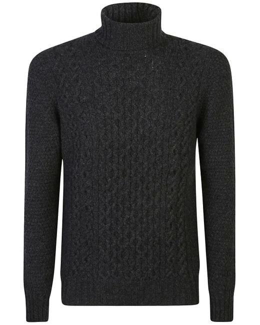 メンズ Drumohr ケーブルニット セーター Black
