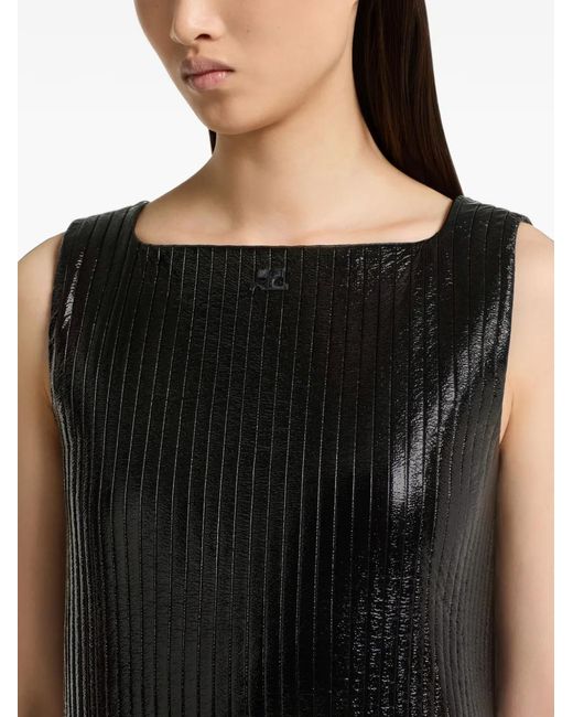 Courreges Black Pleated Vinyl Mini Dress
