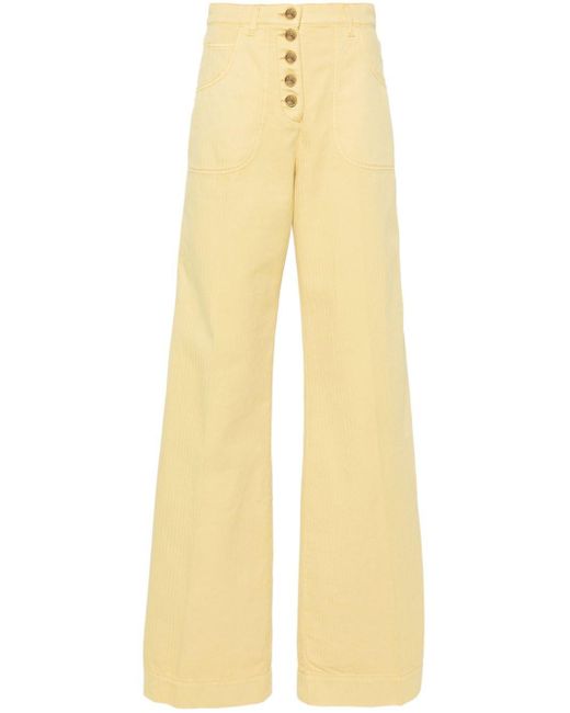 Etro Yellow Flared-leg Cotton Jeans