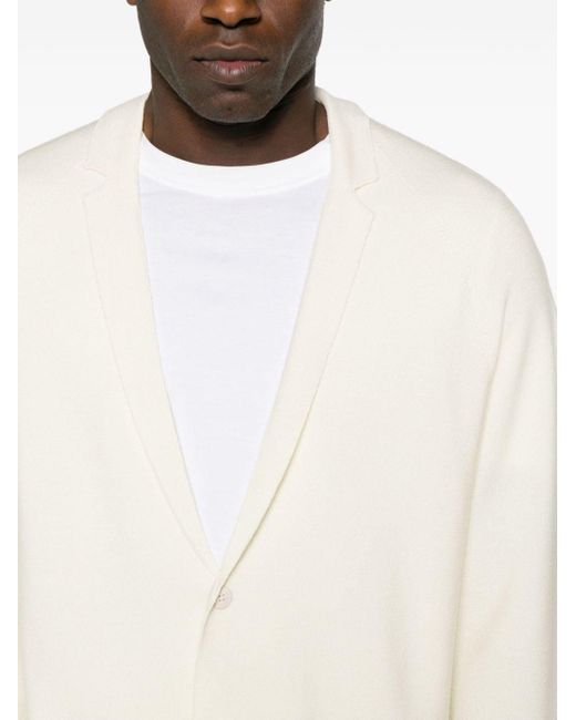 Lardini White Notched-collar Wool-blend Cardigan for men
