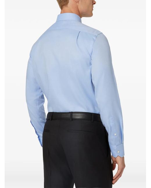 Boggi Blue Windsor-Collar Dobby Shirt for men