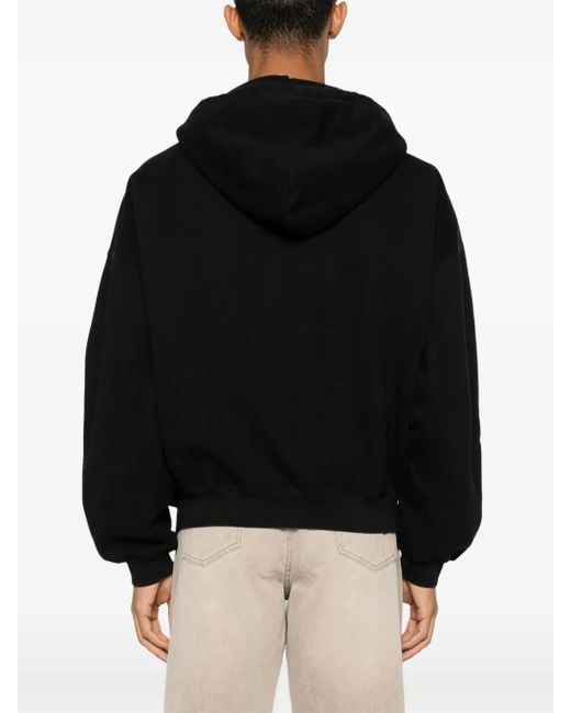 Cole Buxton Black Logo-Print Cotton Hoodie for men