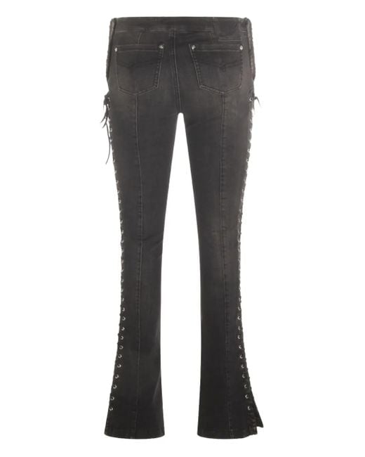Blumarine Gray Lace-Up Jeans