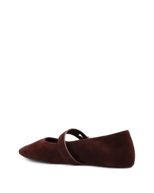Tory Burch White Ballerines En Daim À Boutons Logo