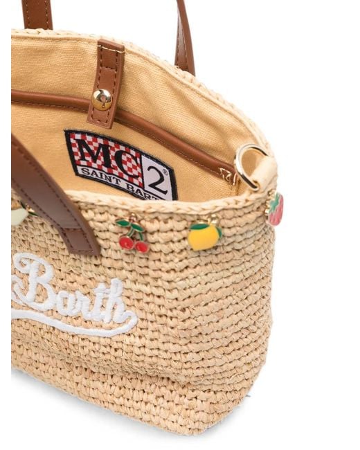 Mc2 Saint Barth Natural Fruit-Charm Logo-Embroidered Tote Bag