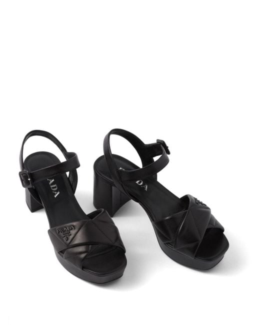 Sandalias con tacón de 65 mm Prada de color Black