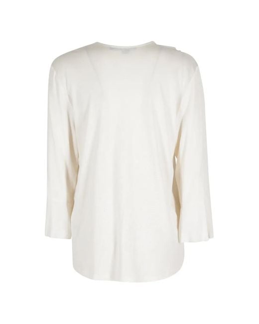 Seventy White V-Neck Ruffled Blouse