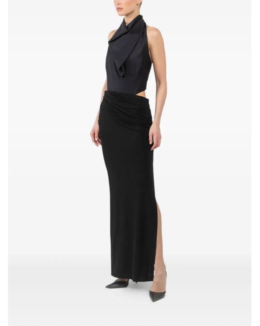 Magda Butrym Black Draped Halterneck Evening Dress