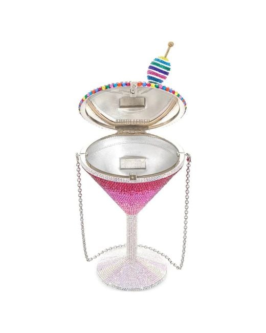 Judith Leiber White Martini Candy Crystal-Embellished Clutch Bag